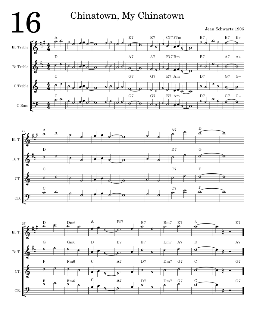 LEADSHEET Chinatown Sheet music for Trombone, Saxophone alto, Trumpet in bflat, Vibraphone