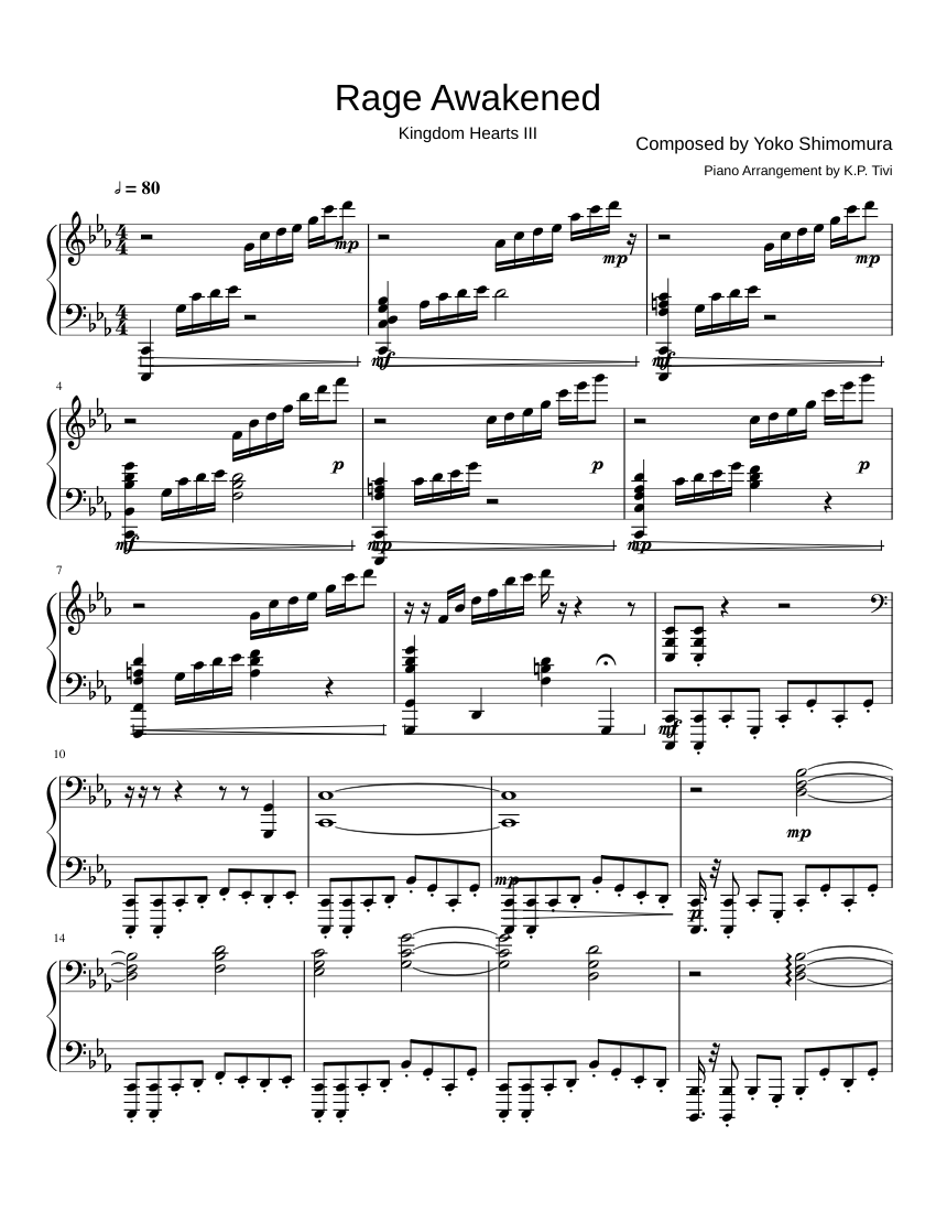 Rage Awakened KH3 Sheet music for Piano (Solo) | Musescore.com
