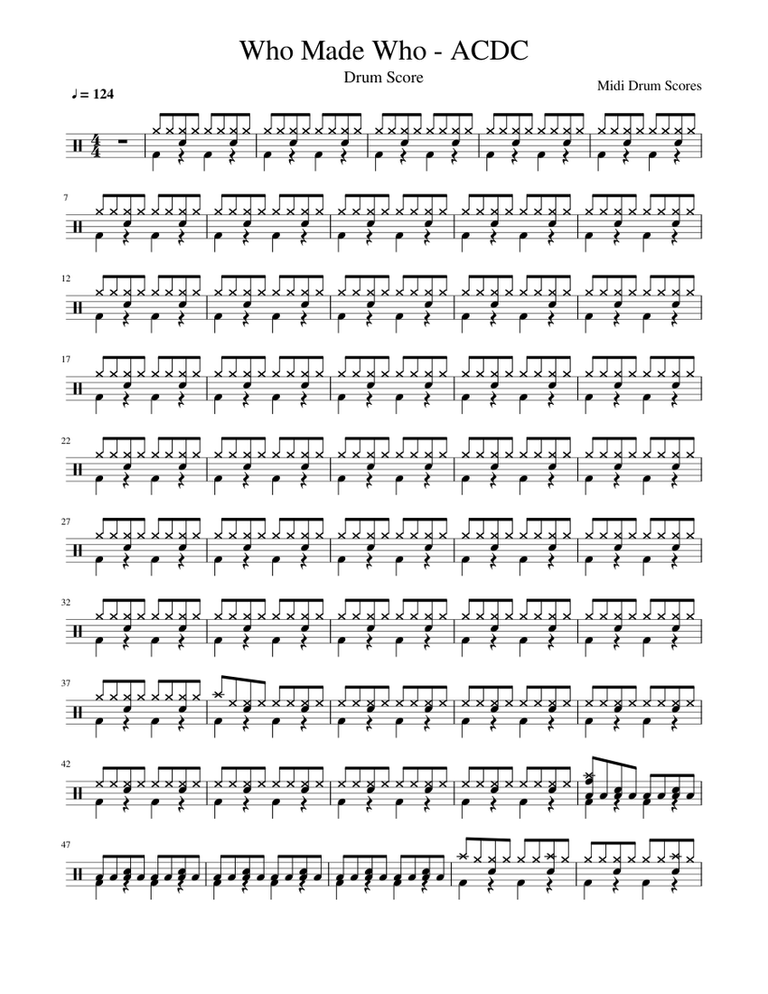 Who Made Who ACDC Sheet Music For Drum Group Solo Musescore Who made who acdc sheet music for drum group solo musescore