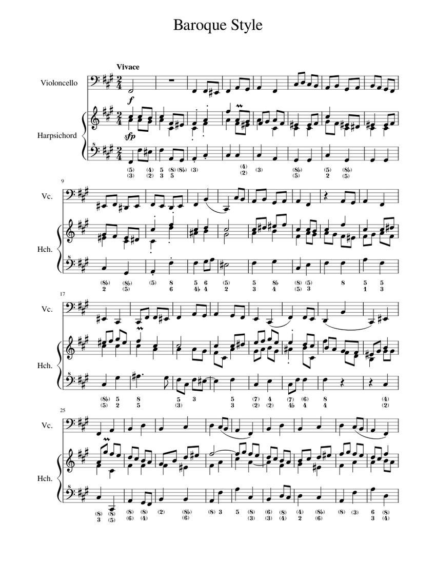 baroque style Sheet music for Harpsichord, Cello (Mixed Duet ...