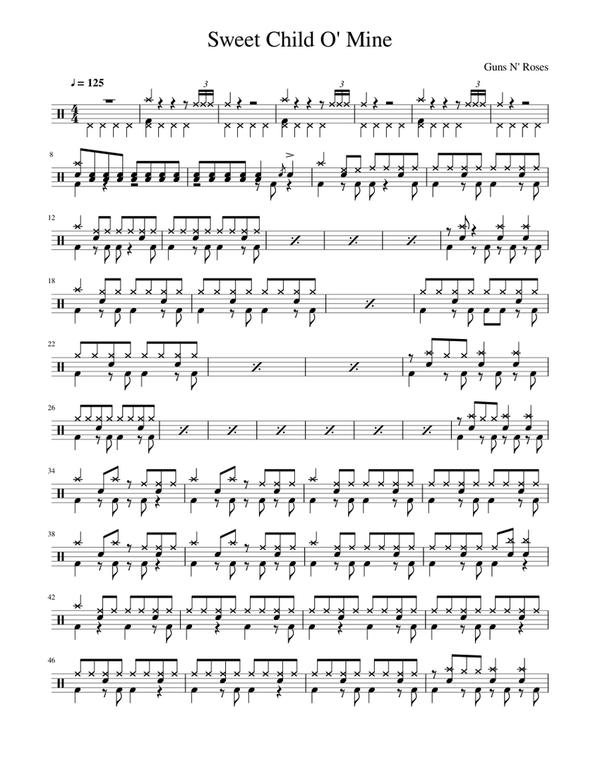Sweet Child O' Mine Sheet music for Drum group (Solo)