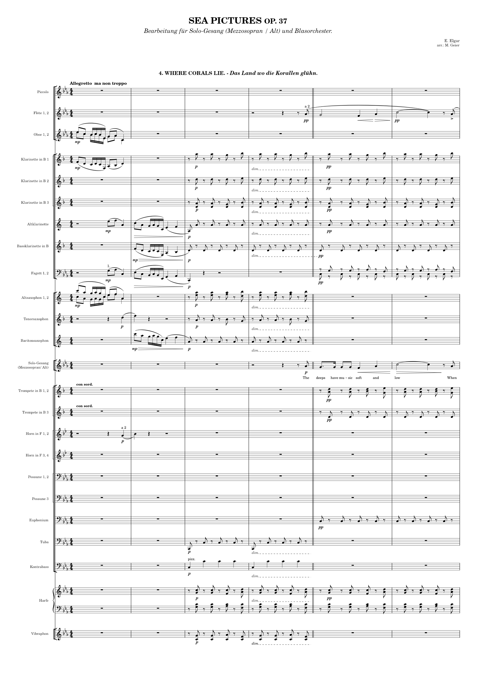WHERE CORALS LIE Sea Pictures Op 37 Edward Elgar Sheet Music For WHERE CORALS LIE Sea Pictures Op 37 Edward Elgar Sheet Music For