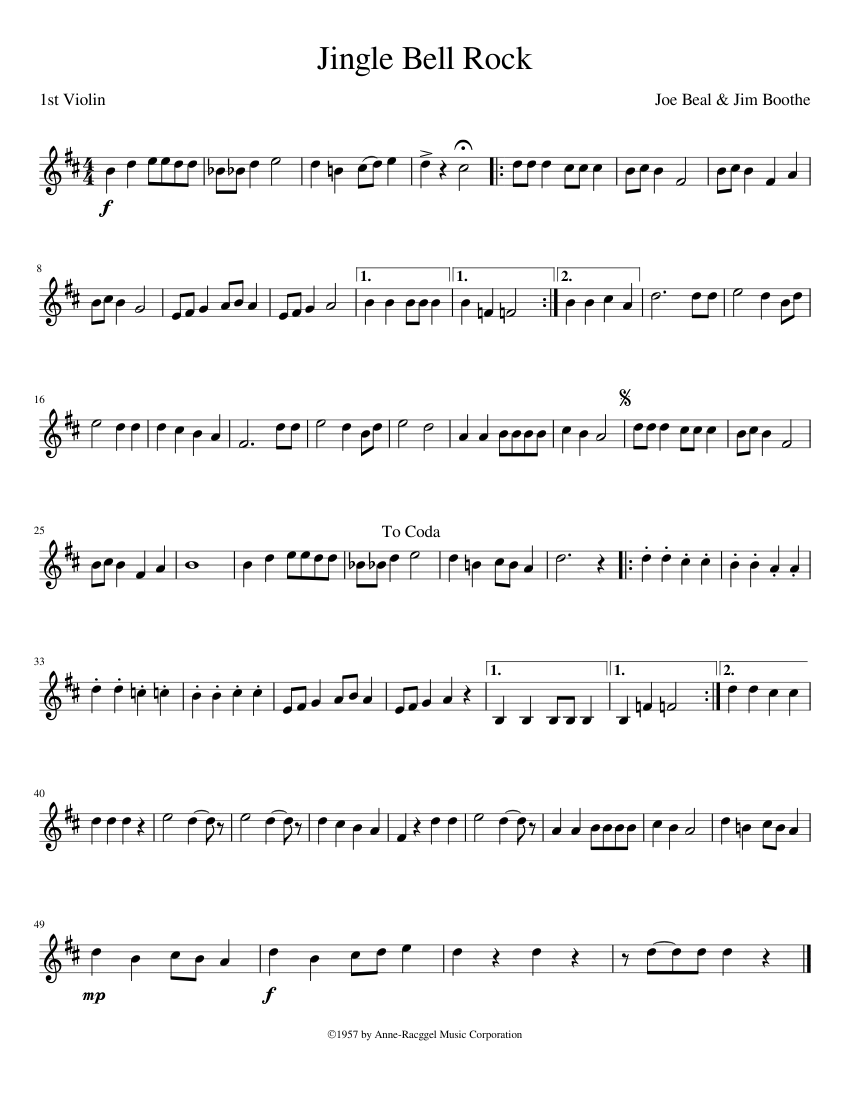 Jingle Bell Rock - Partitura Violino - O Primo das Partituras