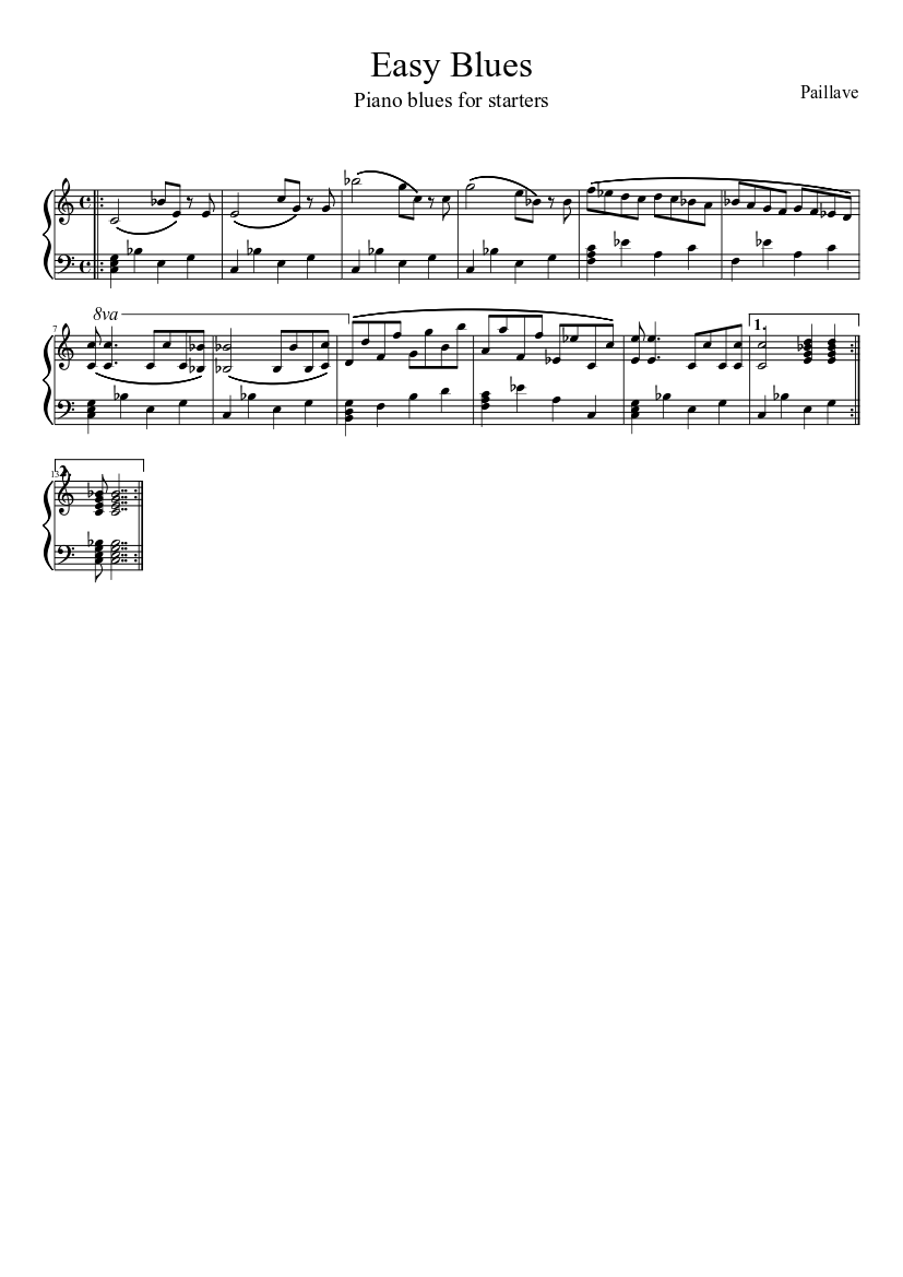 Easy Blues - Piano blues for starters Sheet music for Piano (Solo) |  Musescore.com