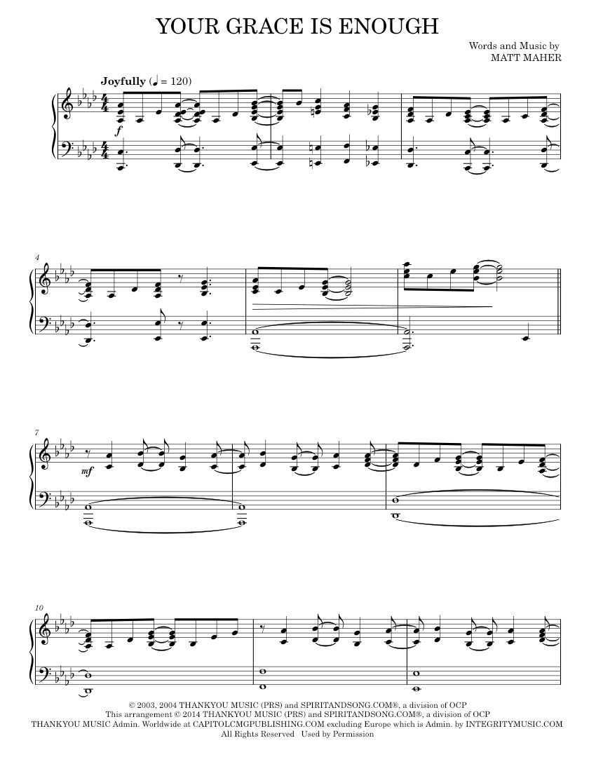 Play Official version of Your grace is enough Sheet Music by Chris ...