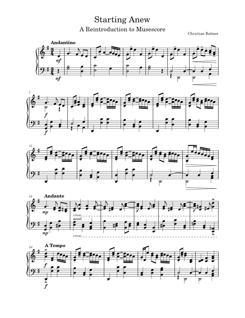 Starting Anew Sheet Music For Piano Solo 