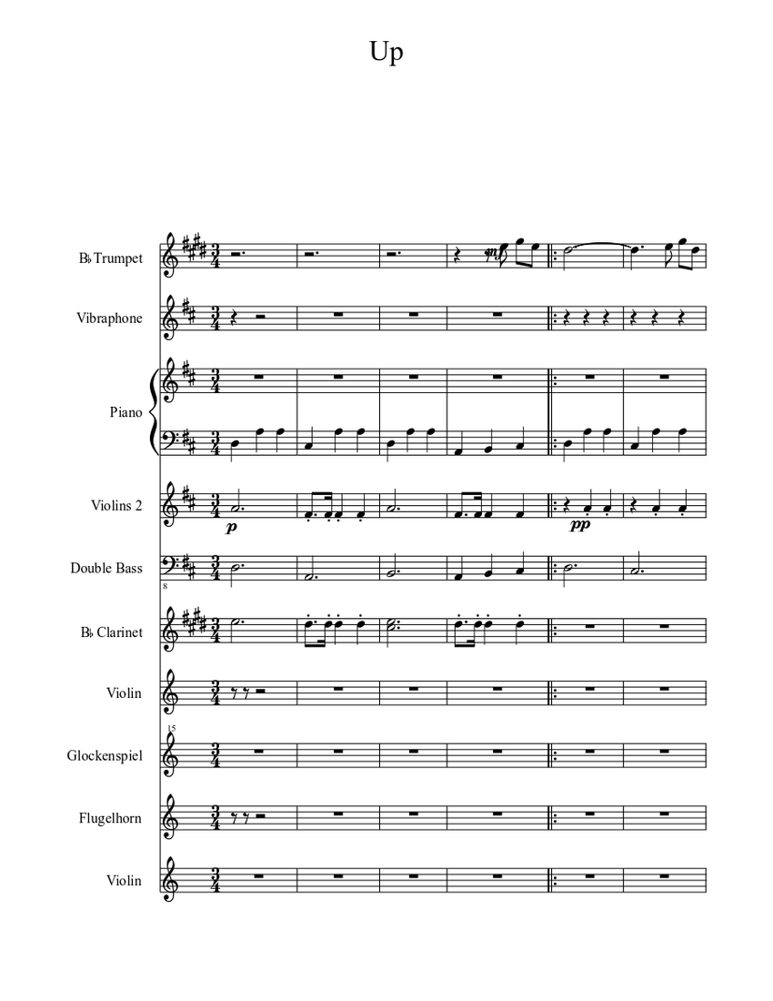 Disney Pixar's Up Sheet music for Piano, Violin, Trumpet, Clarinet ...
