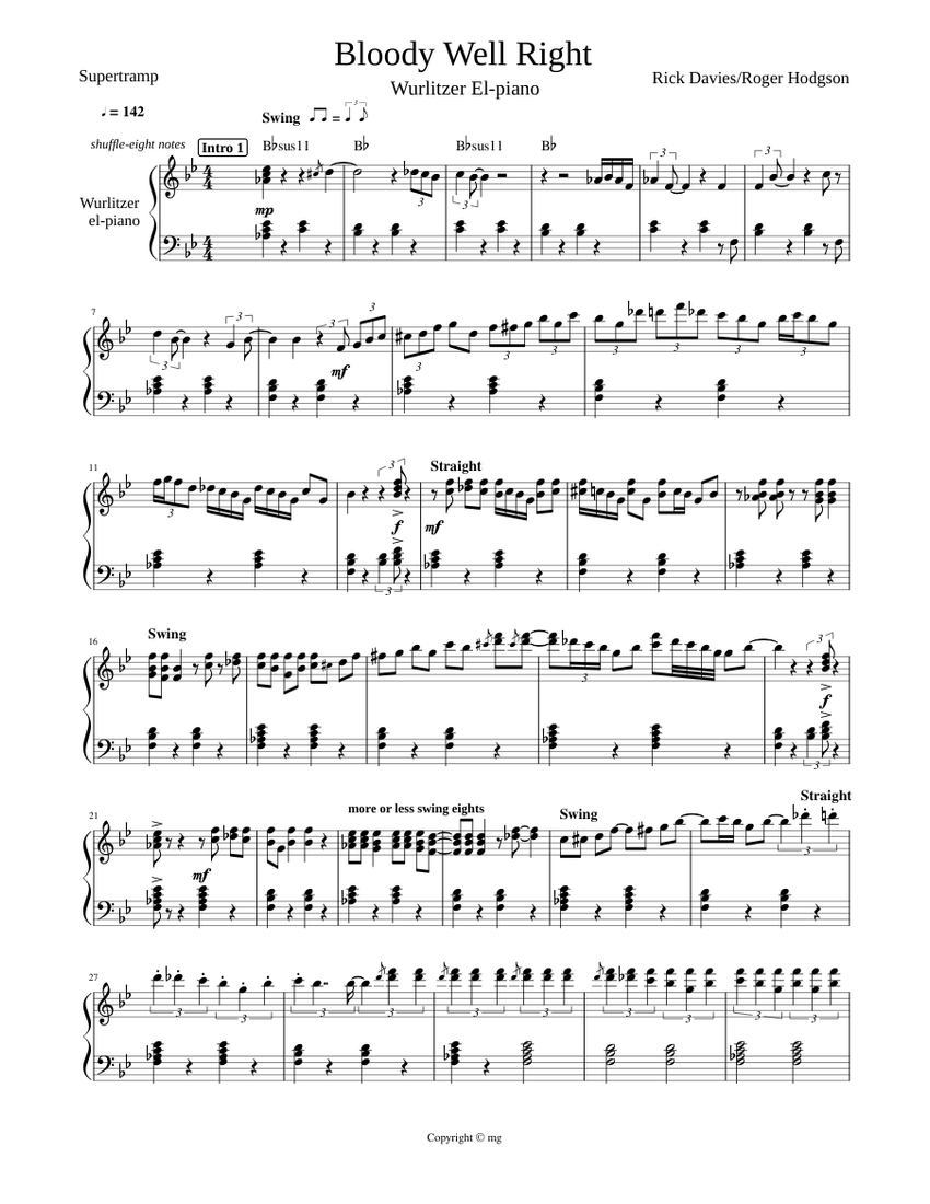 Bloody Well Right Sheet music for