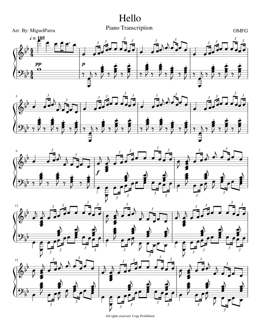 OMFG - Hello Sheet music for Piano (Solo) | Musescore.com