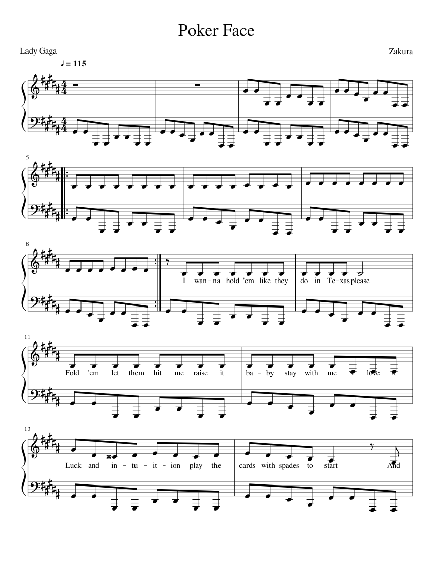 Lady Gaga - Poker Face Sheet music for Piano (Solo) | Musescore.com