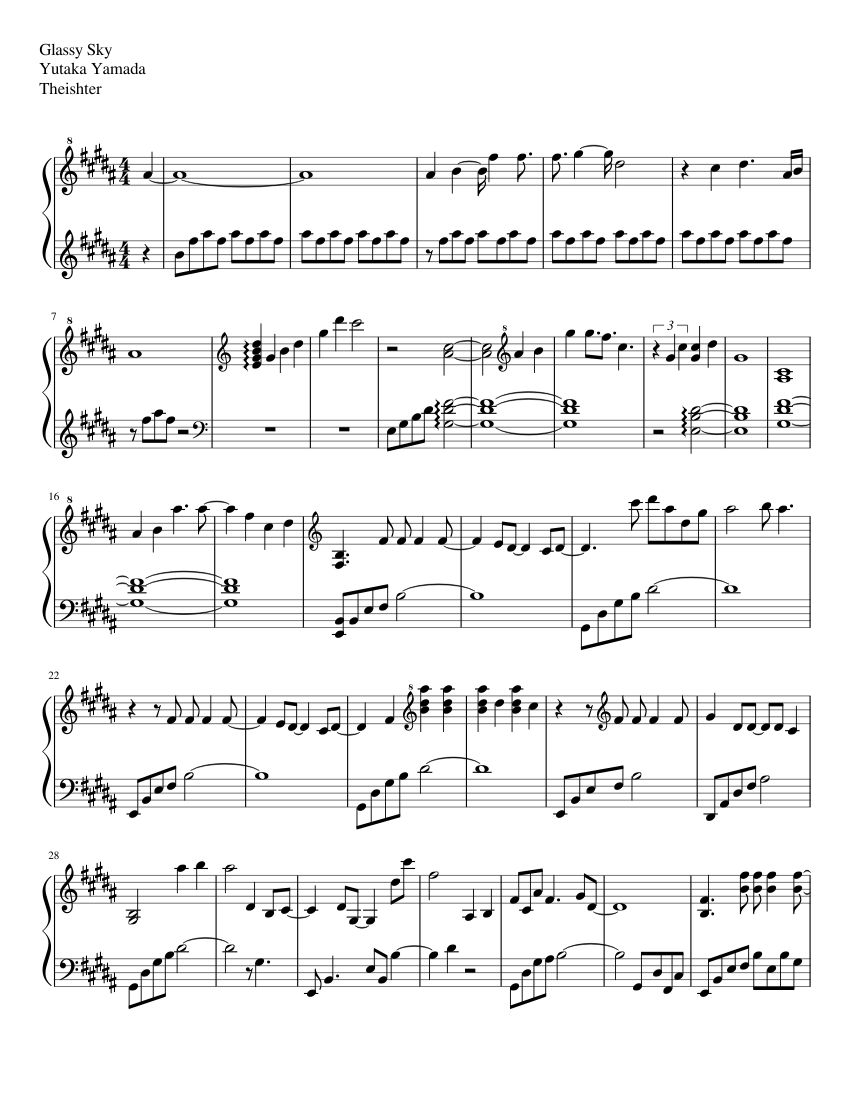 Glassy Sky - Tokyo Ghoul Sheet music for Piano (Solo) | Musescore.com