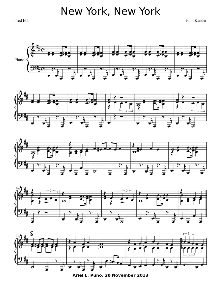 New York New York Sheet music for Piano (Solo)
