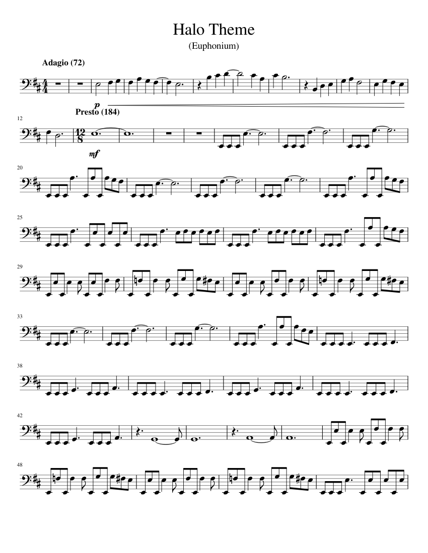 Halo 3 Theme Sheet music for Euphonium (Solo)