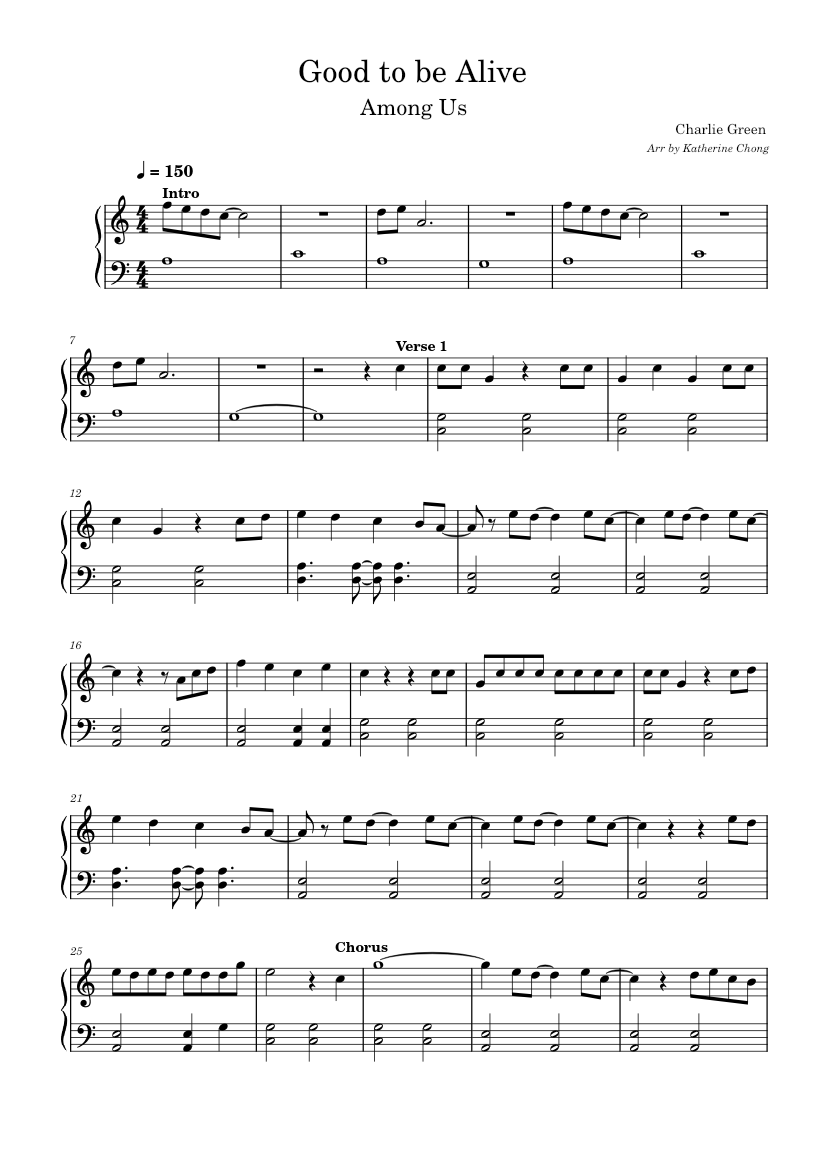 Good To Be Alive - Among Us Song – CG5 Sheet music for Piano (Solo ...