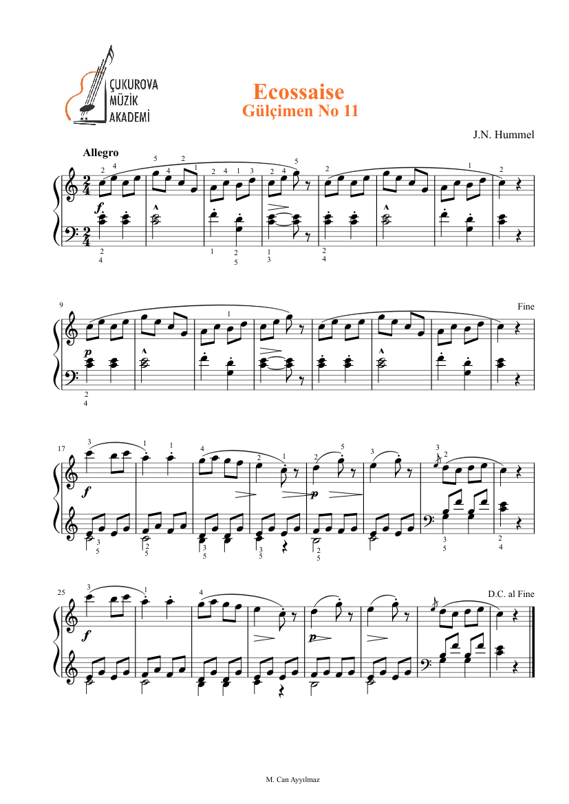 Gülçimen No 11 (Ecossaise)-1 Sheet music for Piano (Solo) | Musescore.com