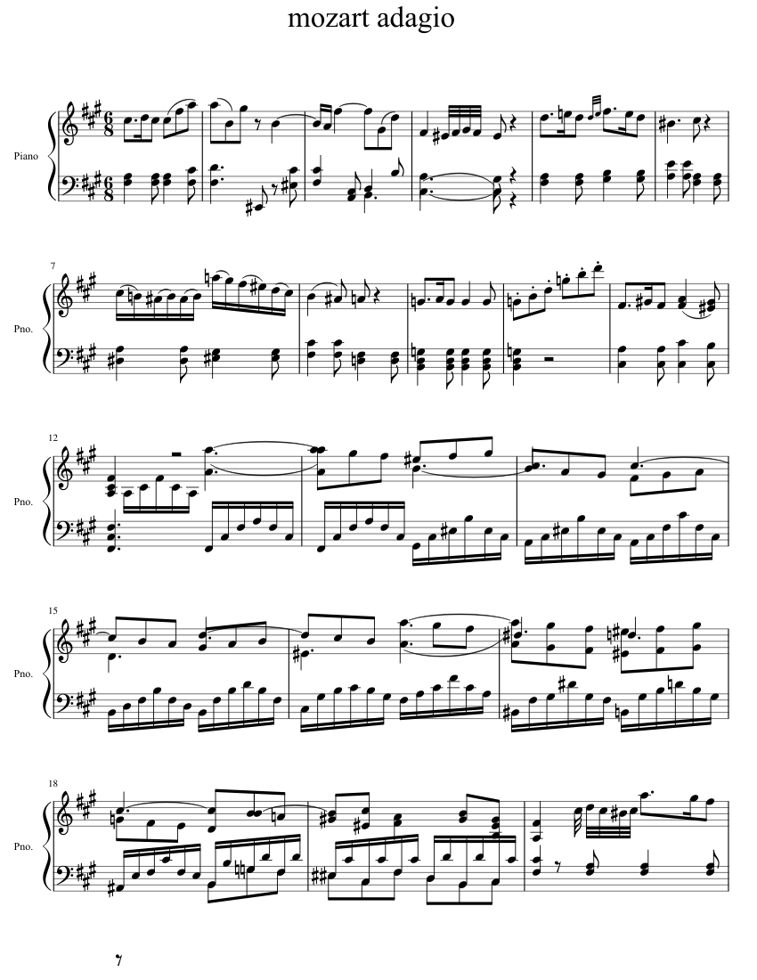 Mozart Adagio Sheet music for Piano (Solo) | Musescore.com