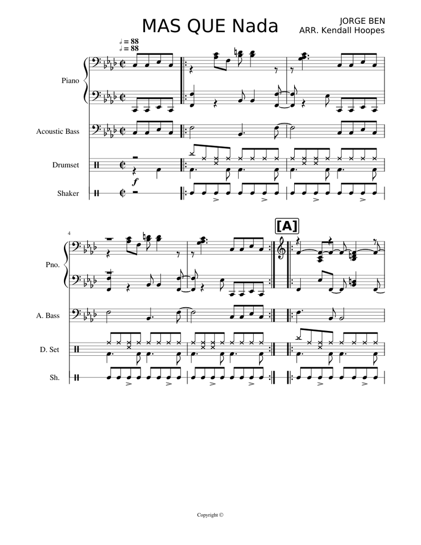 Mas Que Nada Sheet music for Drum Group, Piano, Bass (Mixed Trio