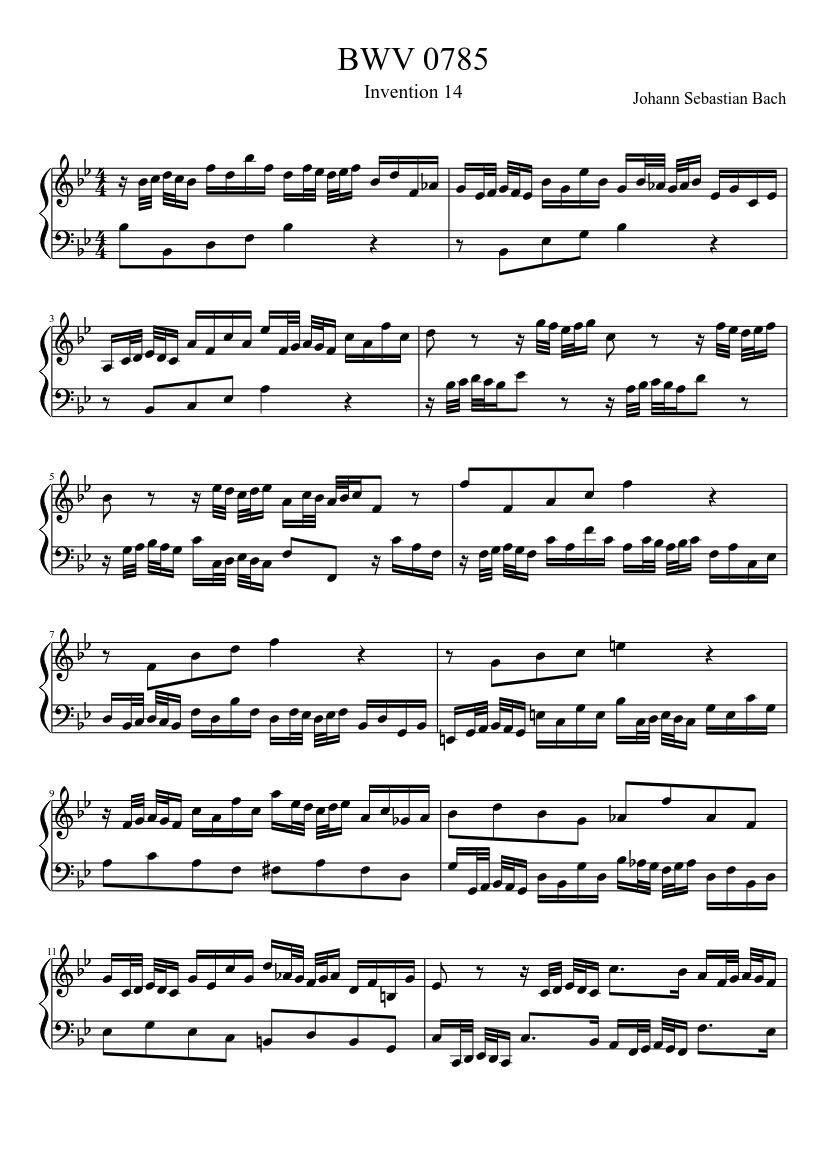 Invention in B-flat major BWV 785