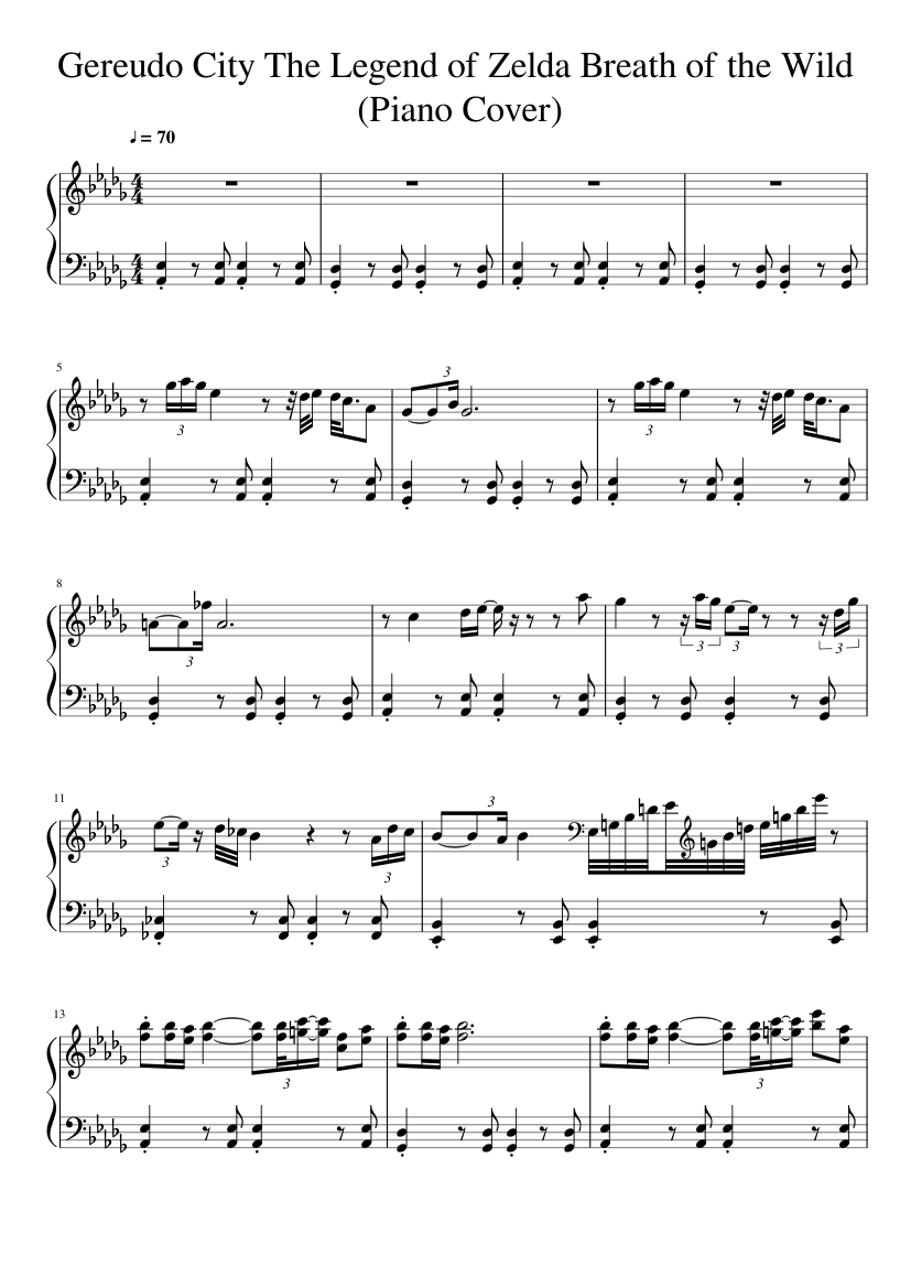 Gerudo City - The Legend of Zelda Breath of the Wild Piano Cover Sheet music  for Piano (Solo) | Musescore.com