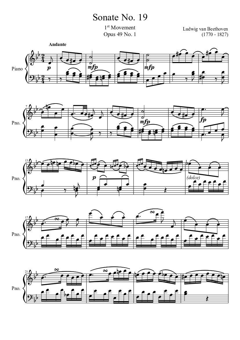 Sonate No. 19, 1st Movement - piano tutorial