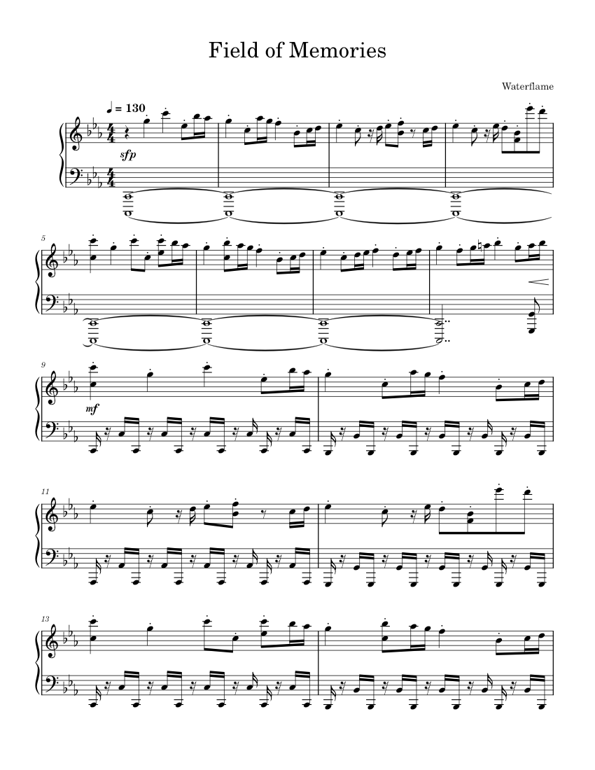 Field of Memories – Waterflame Sheet Music for Piano (Solo) | MuseScore.com