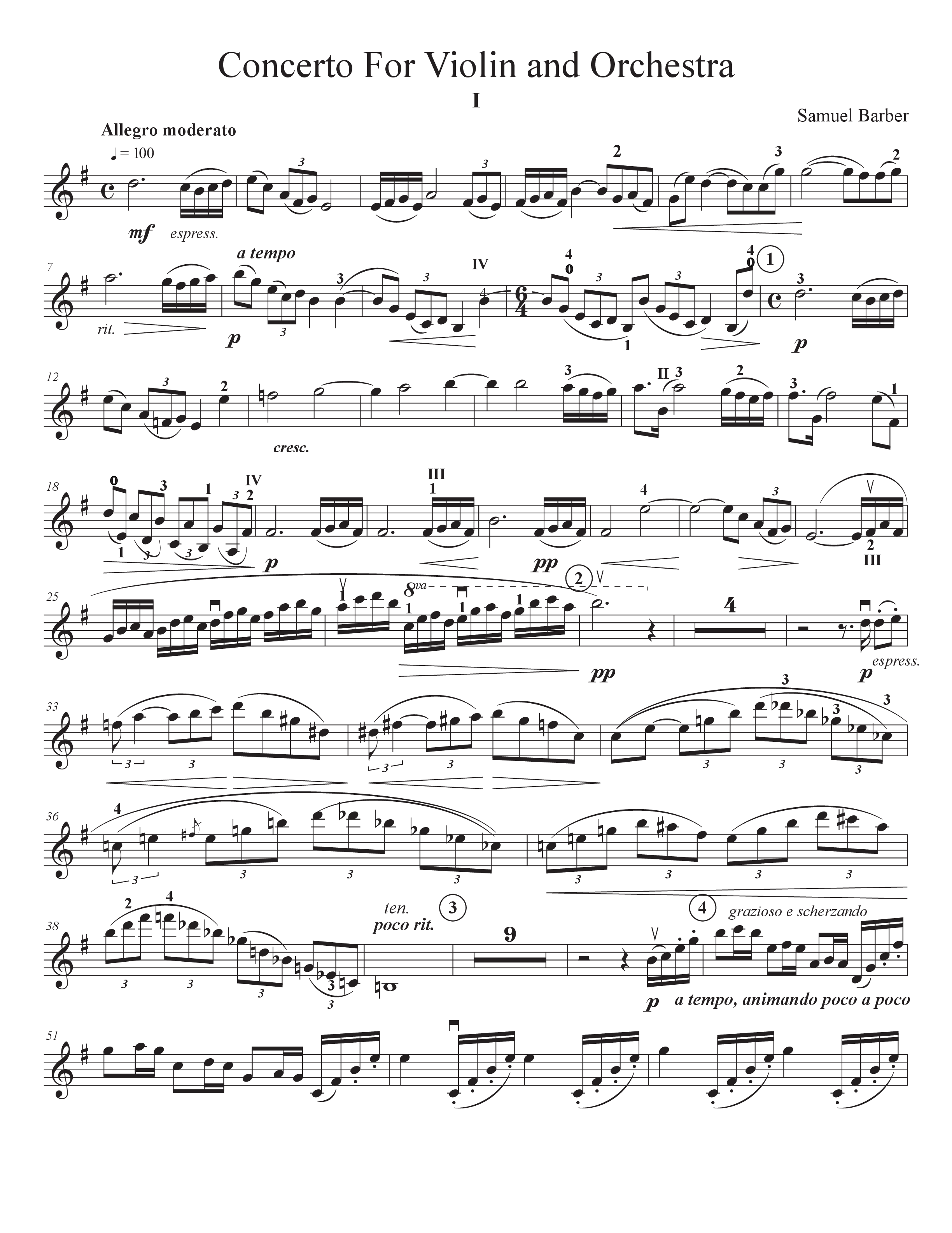 ヴァイオリン協奏曲 作品14 の公式楽譜を演奏する サミュエル