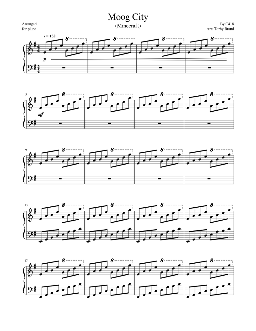 Moog City (Minecraft) Sheet music for Piano (Solo) | Musescore.com