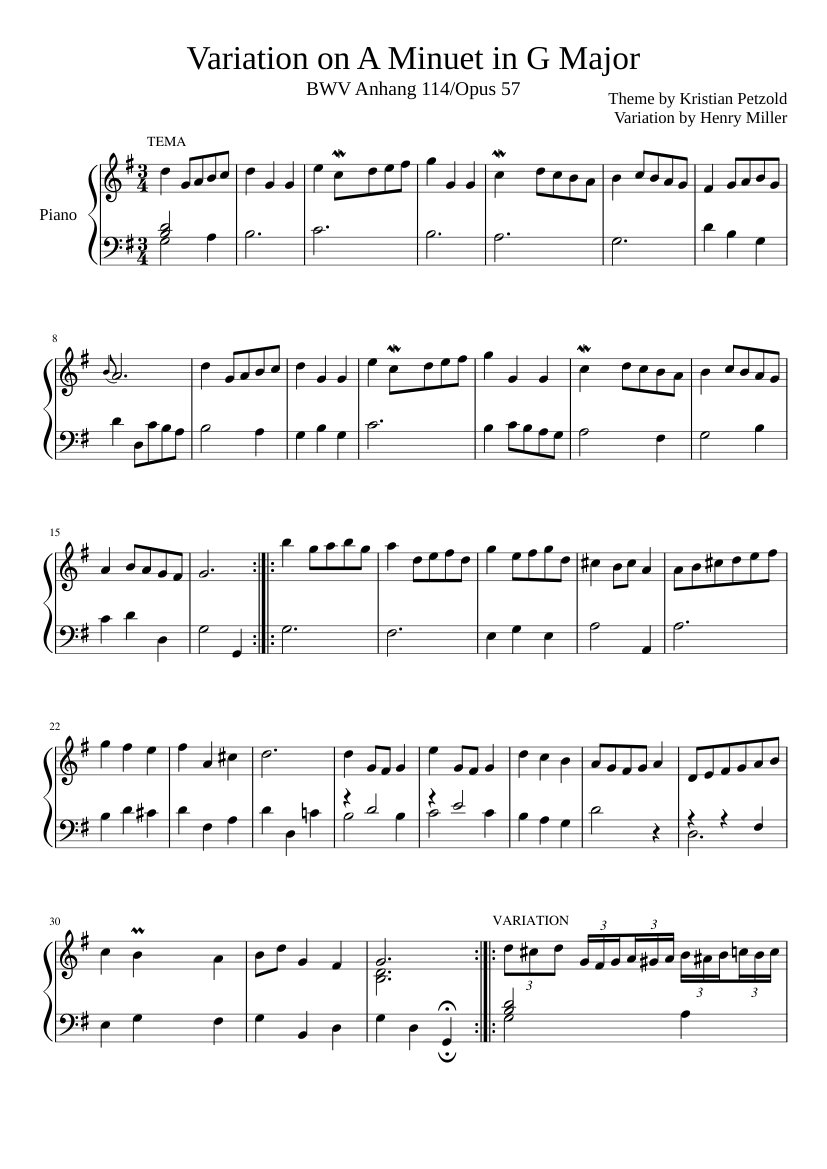 Minuet in G major BWV Anh.114