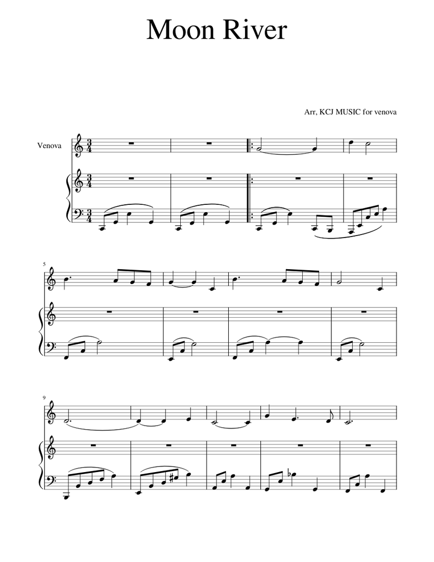 Moon Rivervenova Sheet music for Piano, Flute other (Solo)