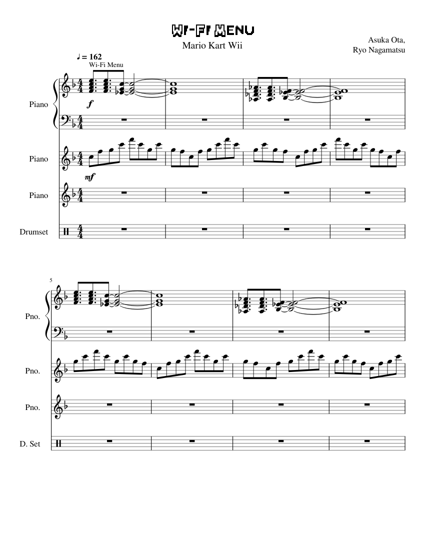 Mario Kart Wii Wi Fi Menu Sheet Music For Piano Drum Group Mixed Quartet Musescore Com