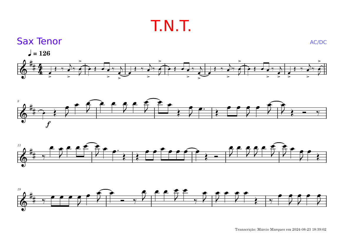 T.N.T. – AC/DC Sheet Music for Saxophone tenor (Solo) | MuseScore.com