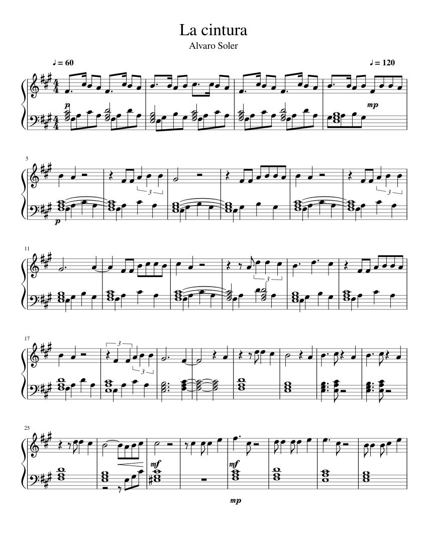 La cintura - Alvaro Soler Sheet music for Piano (Solo) Easy | Musescore.com