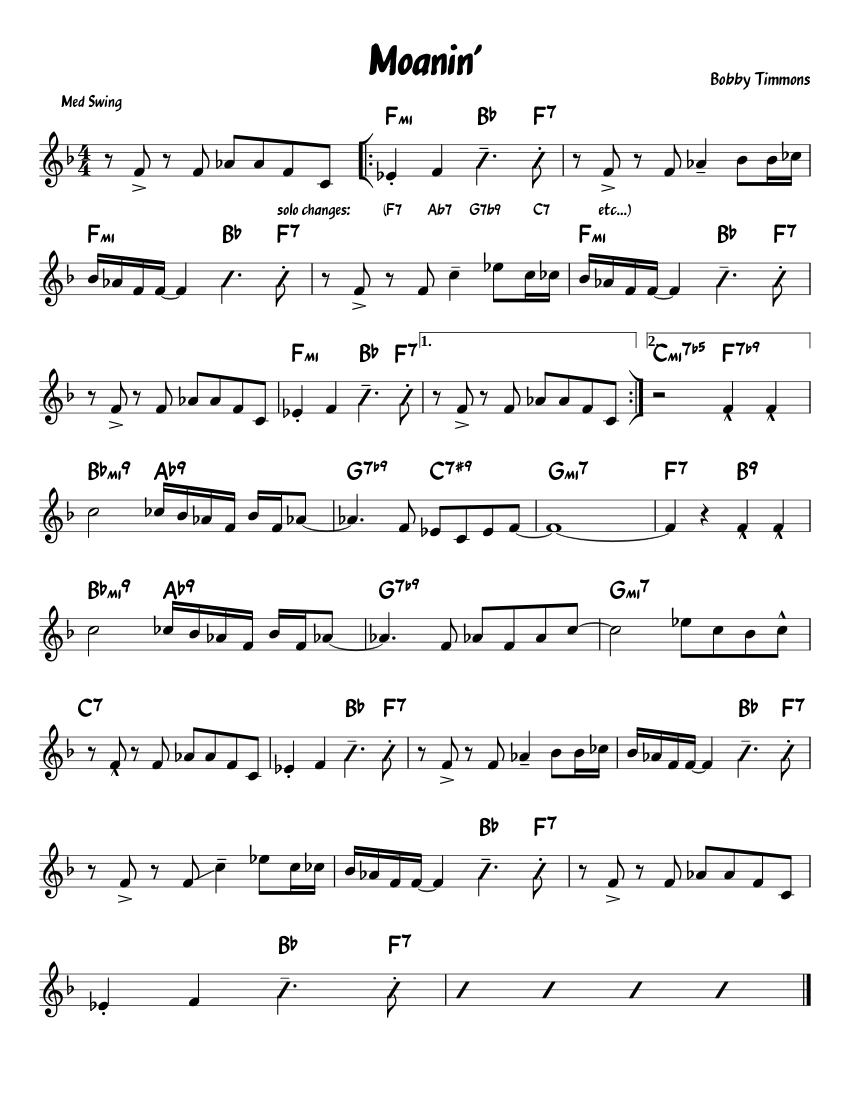 Moanin Sheet music for Piano (Solo)