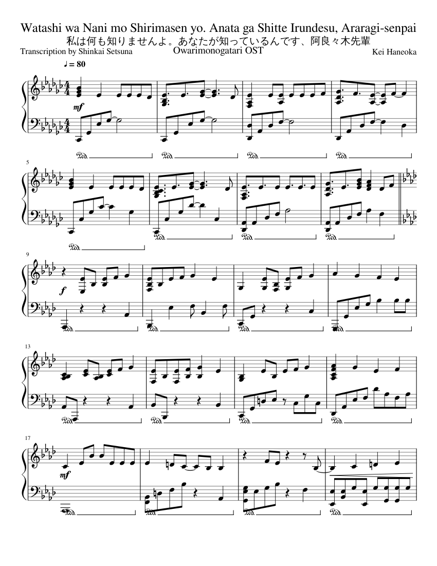 Ne Isshoni Kaero Hitoribocchi No Marumaru Seikatsu ED Sheet music for Piano  (Solo)