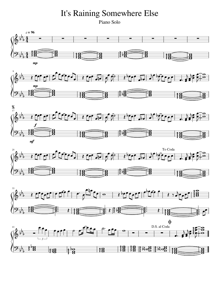 It's Raining Somewhere Else - Piano Solo Sheet music for Piano (Solo) |  Musescore.com