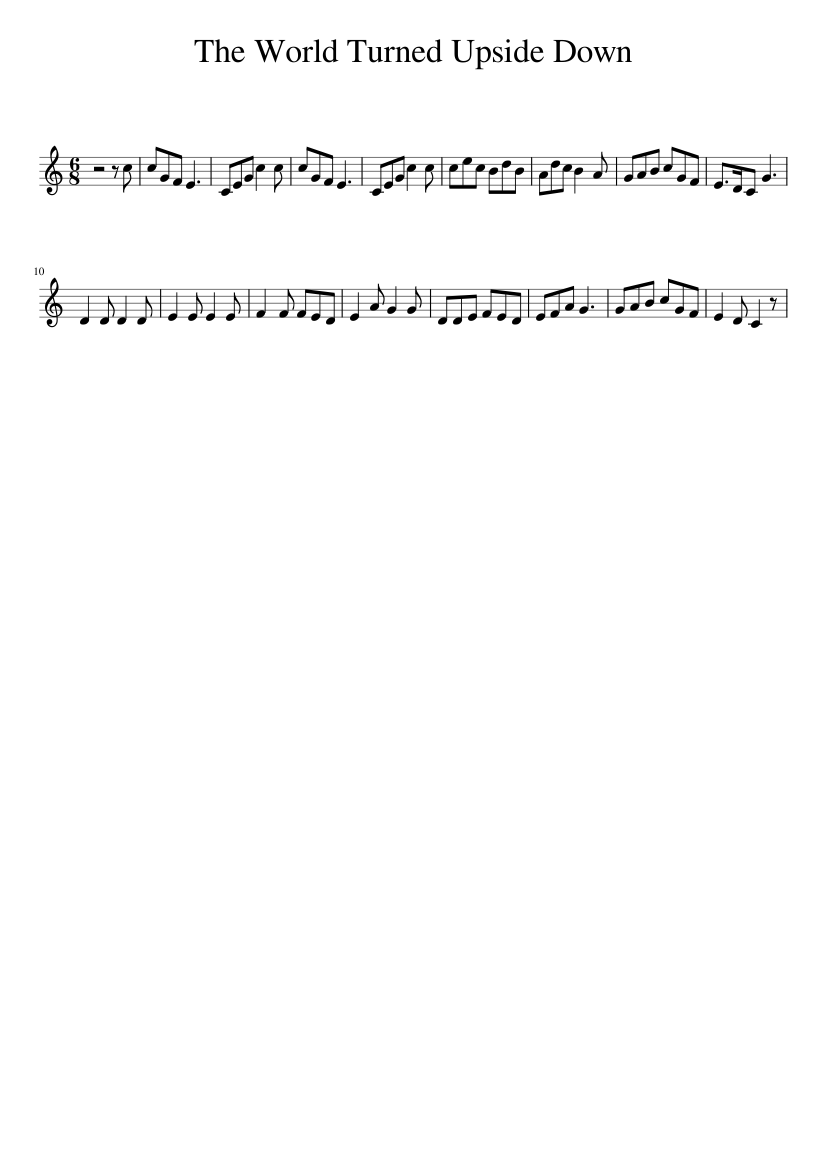 The World Turned Upside Down Sheet music for Piano (Solo) Easy