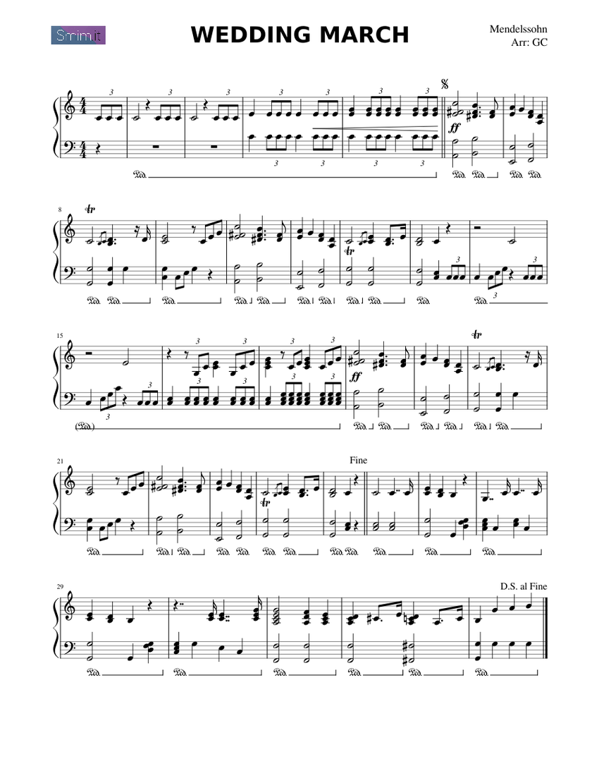 Wedding March (Mendelssohn) Sheet music for Piano (Solo) | Musescore.com