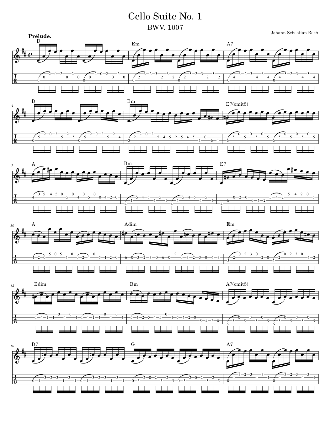 Cello Suite No.1 in G major BWV 1007