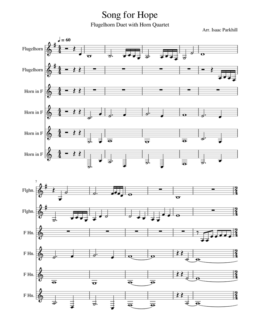 Song for Hope Flugelhorn Duet with Horn Quartet Sheet music for