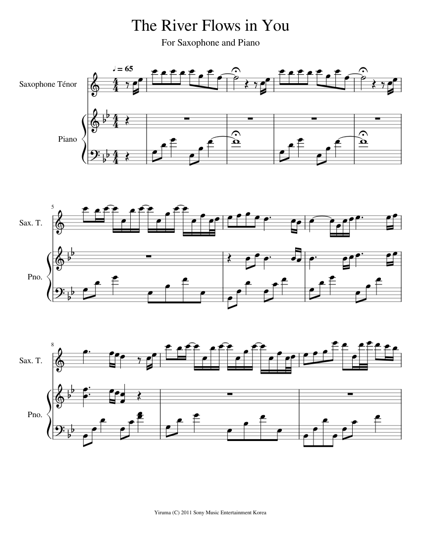 The_River_Flows_in_You Sheet music for Piano, Saxophone (Tenor) (Solo