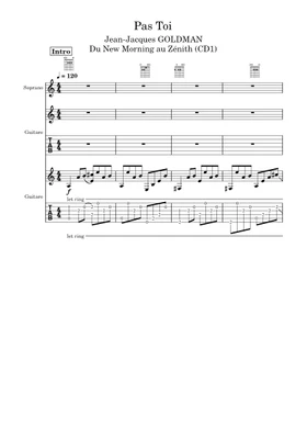 Free Pas Toi by Jean-Jacques Goldman sheet music | Download PDF or print on  Musescore.com