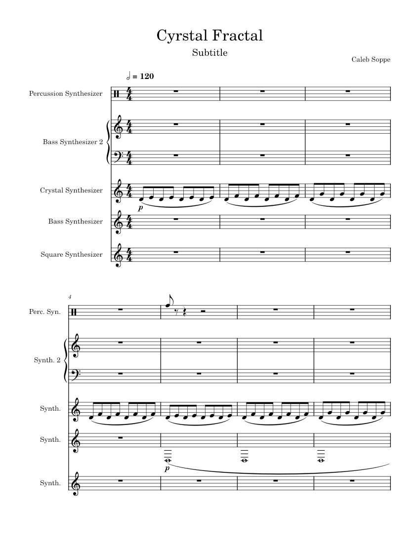 Crystal Fractal Sheet music for Bass guitar, Drum group, Synthesizer ...