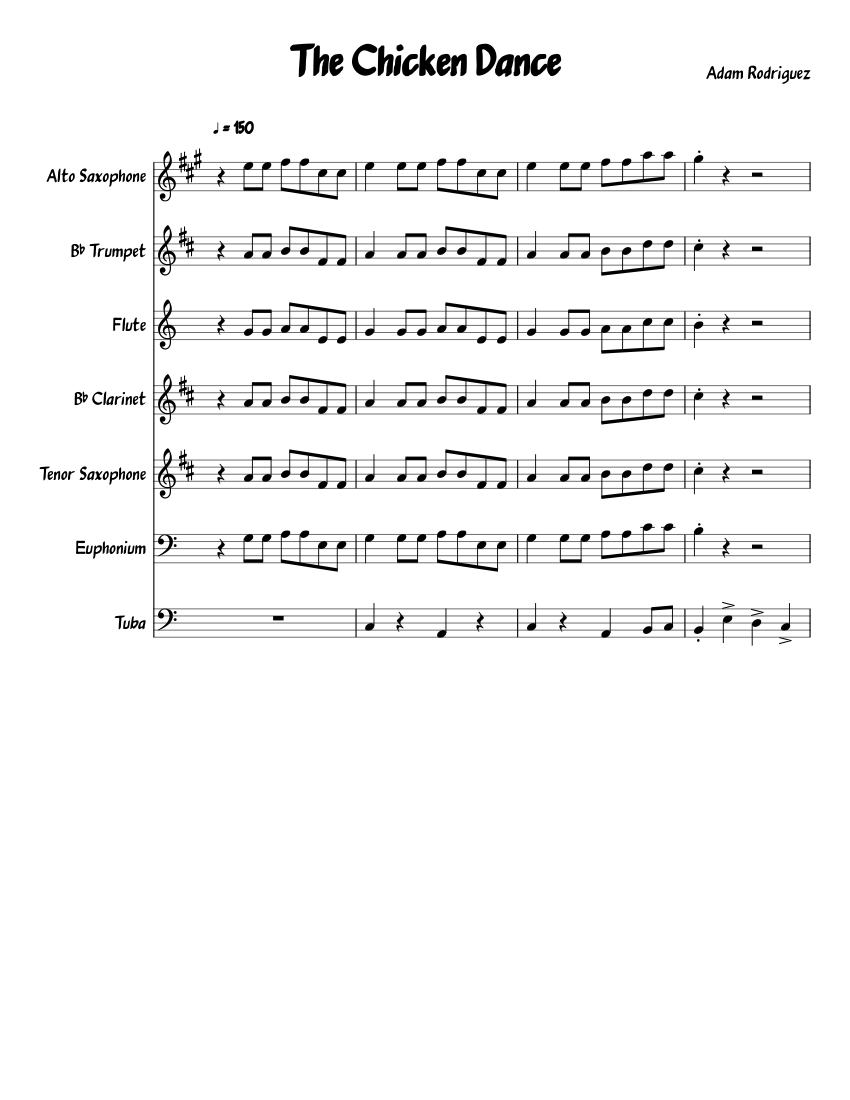 The Chicken Dance band arrangement Sheet music for Euphonium, Tuba