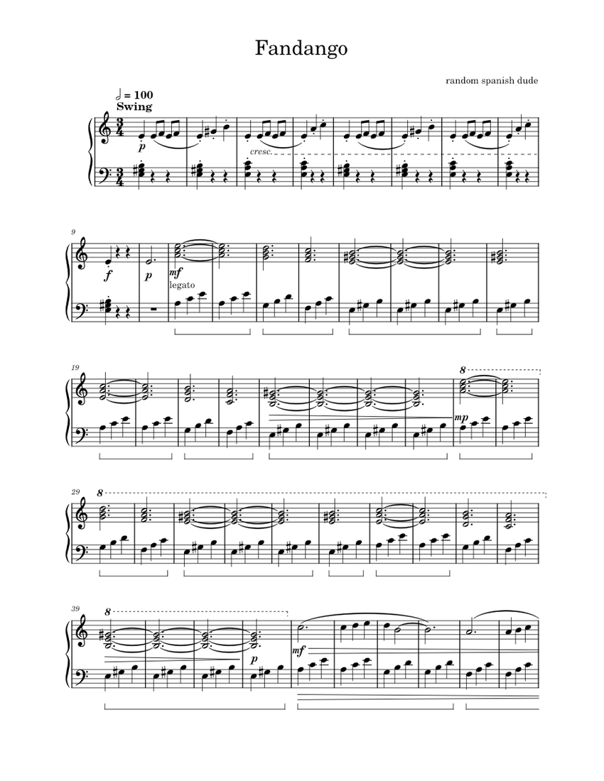 Fandango – random spanish dude Sheet music for Piano (Solo) Easy ...