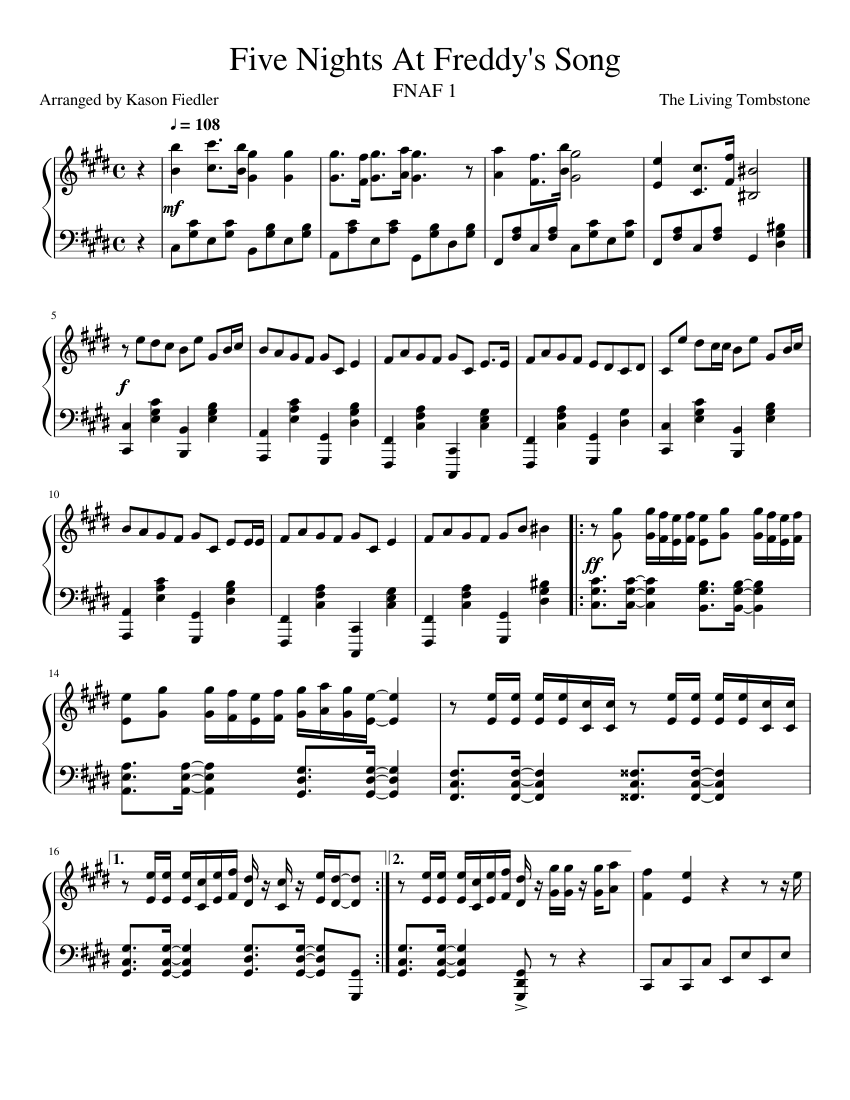 Five Nights At Freddy's Song (FNAF 1) Sheet music for Piano (Solo
