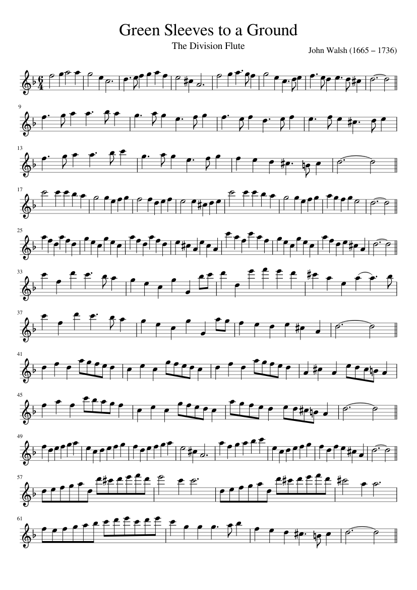 Green Sleeves to a Ground The Division Flute