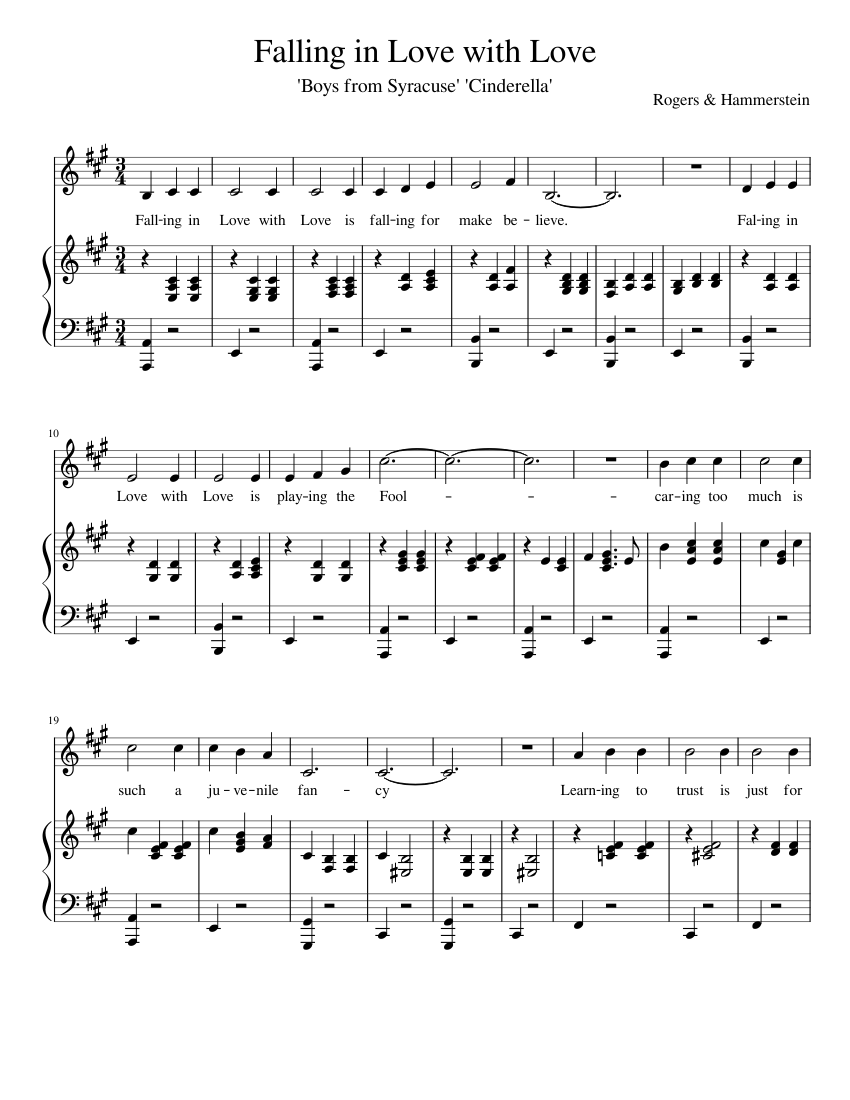 Falling in Love with Love Sheet music for Piano, Vocals (Piano-Voice