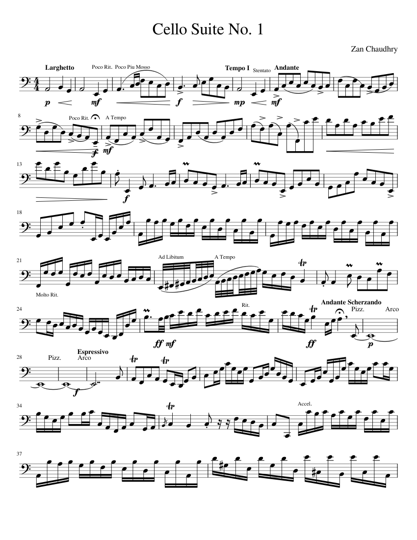 Cello Suite No. 1 Sheet music for Cello (Solo) | Musescore.com