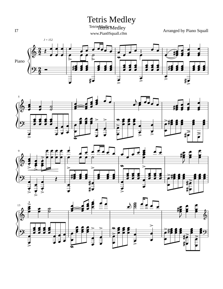 Tetris Medley (Piano Squall) Sheet music for Piano (Solo) | Musescore.com
