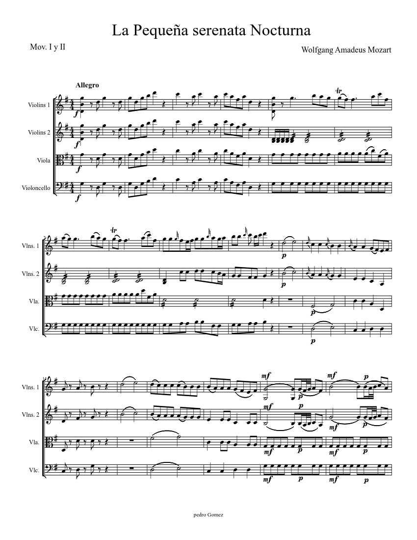 Pequeña serenata Nocturna de Mozart Sheet music for Viola (Solo) |  Musescore.com